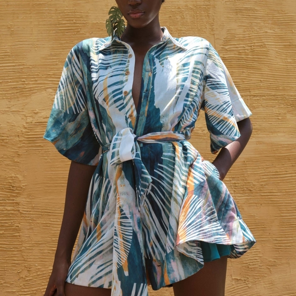 andrea iyamah - shanti printed romper size L